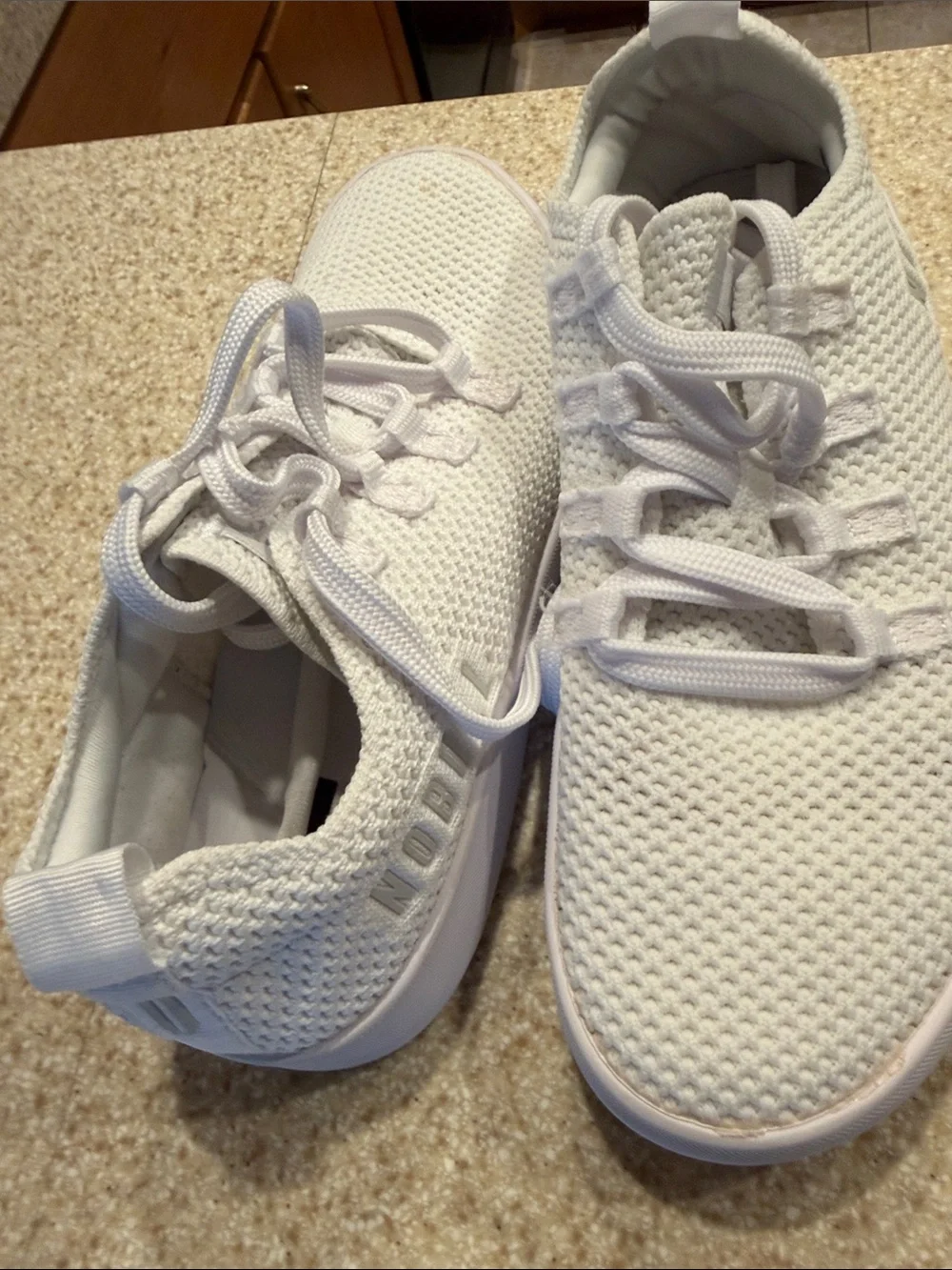 NOBULL White Knit Lace-Up Trainers